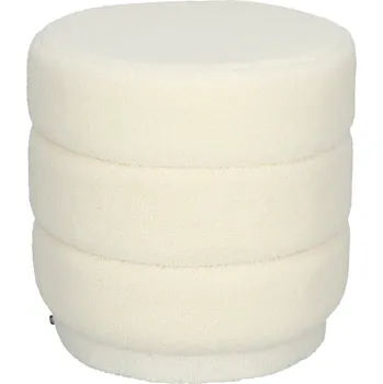 Křeslo Moderní bílý kulatý taburet Sinan čalouněný do obýváku a předsíně Atmosphera 40 cm