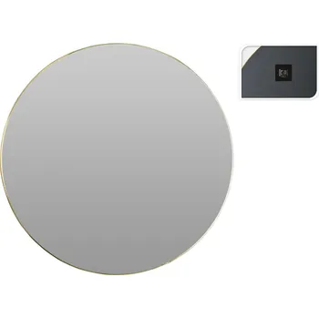 Zrcadlo Závěsné kulaté zrcadlo Afiya 50 cm zlaté do předsíně v dřevěném rámu Intesi