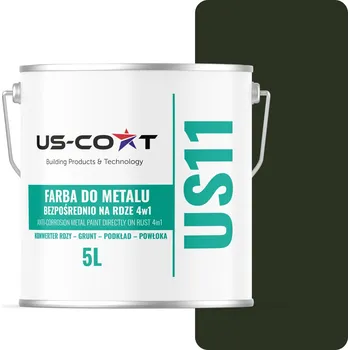 barva na kov US-Coat 5 l antikorozní akrylová Barva na kov LAHVOVĚ ZELEŇ RAL6007 VYSOKÝ LESK