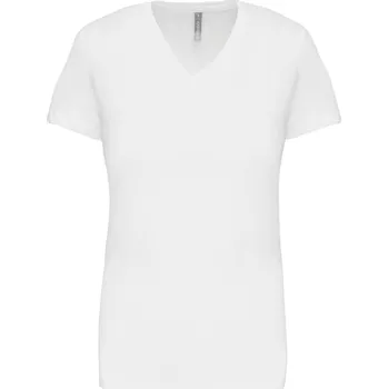 Dámské tričko KARIBAN Dámské bavlněné tričko vyšší gramáže s výstřihem do V K381 Barva: Bílá, Velikost: XL