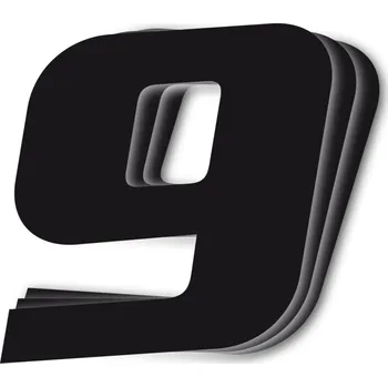 Samolepicí dekorace na vozidlo STARTOVACÍ ČÍSLA BLACKBIRD 25CM X 20CM ÚHLOPŘÍČKA, BARVA ČERNÁ Č. 9 (3KS).