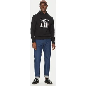 Pánská móda Calvin Klein Jeans Mikina Serif Font Graphic J30J327520 Černá Regular Fit M