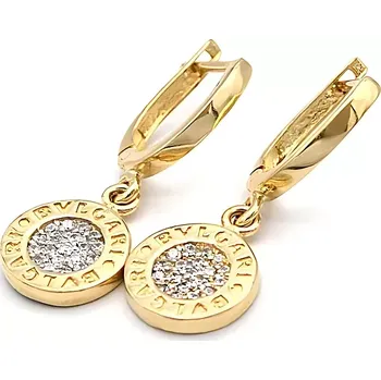 Náušnice Zlaté náušnice kulaté se zirkony a nápisy 3,25g