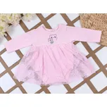 Body šaty pro miminko s krajkou a výšivkou koťat růžové 68