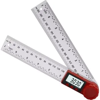 Úhloměr Digitální úhloměr s pravítkem a 360° aretací