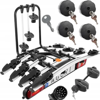 Nosič kol Nosič kol Aguri Active Bike 4 stříbrný pro 4 kola, sklopný, se zámky