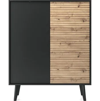 Komoda Vysoká černá komoda s frézovanými čely 104 cm moderní do obýváku Intesi