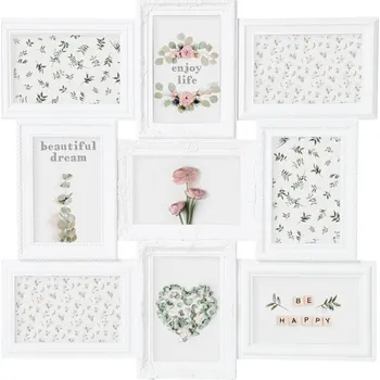Rám na obraz Bílý závěsný multirám na 9 fotografií 10x15 Suzy Atmosphera dekorativní na zeď