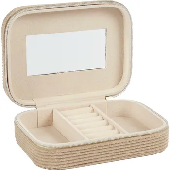 Šperkovnice Organizér na šperky do zásuvky Velour Intesi hnědý s zrcátkem manšestrový