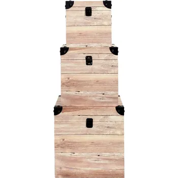 Úložný box Intesi Sada 3 krabic na skladování s dřevěným efektem