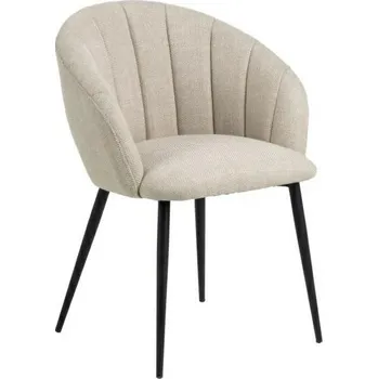 Jídelní židle Čalouněná jídelní židle Daniella béžová Actona s područkami na černých nohách
