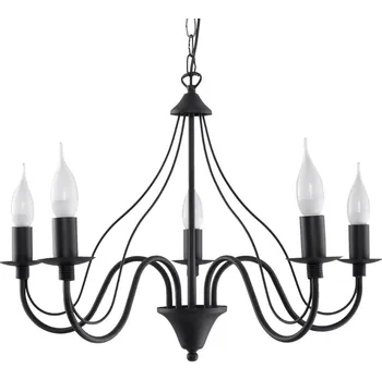 Moderní černý lustr do obýváku Minerwa 5ramenný kovový