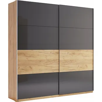 Šatní skříň Posuvná skříň Matle 200 cm dub šedý moderní s policemi do ložnice a šatny