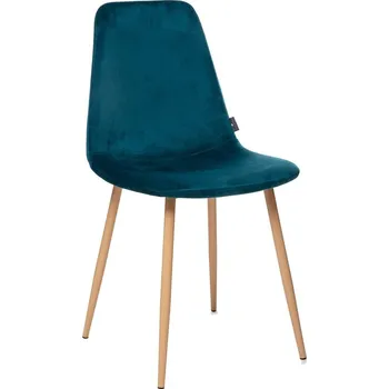 Jídelní židle Čalouněná jídelní židle Roka Atmosphera moderní modrá na nohách v dekoru dřeva