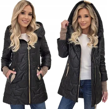 Dámská softshellová bunda LEHKÁ PROŠÍVANÁ PŘECHODNÁ PODZIMNÍ DÁMSKÁ BUNDA S KAPUCÍ 3XL