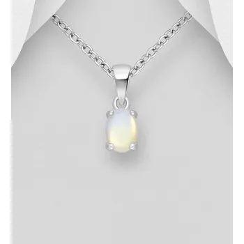 Náhrdelník Pravý etiopský opál, stříbrný přívěsek z bílého opálu