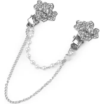 Brož Spona dragoun s broušenými kamínky a perlami, malé, 4 crystal platina