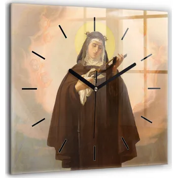 Hodiny Skleněné hodiny Sklo Tichý Loftový mechanismus Nástěnné hodiny Svatá Rita z Cascie 60x60