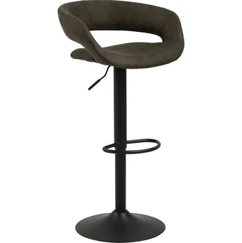 Barová židle Otočná barová židle Grace antracitová čalouněná s opěrkou, výškově nastavitelná, moderní do kuchyně 80 cm