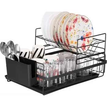 Odkapávač na nádobí Odkapávač na nádobí 2 patra 50x30 cm SPRINGOS AQUADRY černý
