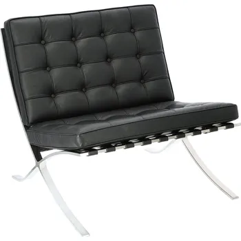 Křeslo Relaxační křeslo BA1 inspirované Barcelona černá přírodní kůže moderní do obýváku