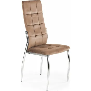 Jídelní židle Čalouněná sametová jídelní židle Melani Intesi béžová moderní glamour na kovových nohách