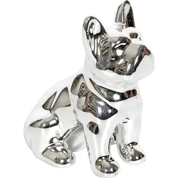 Dekorativní figurka buldoček francouzský S Intesi stříbrná keramická do obýváku jako dárek