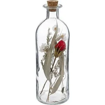 umělá květina Láhev se sušenými květinami 7x21 cm červená růže