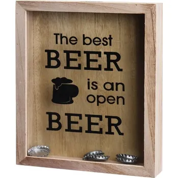 Dřevěná nástěnná dekorace Corky II Intesi přírodní box na zátky do obýváku 30 cm