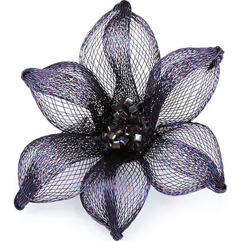 Brož Brož kovová s broušenými kamínky Ø7,5 cm, barva 2 fialová temná