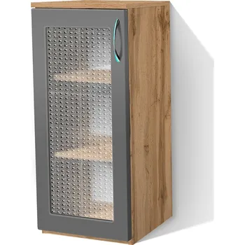 Šatní skříň Nabytekmorava Policová prosklená skříň Alfa 51 barva lamina: Dub Wotan