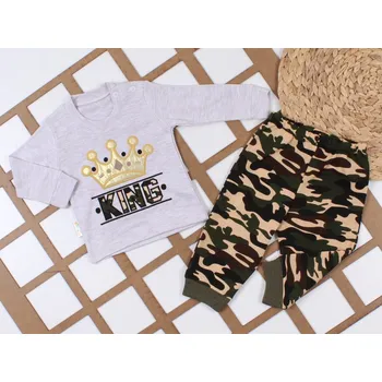 Kojenecká souprava Chlapecká souprava KING – mikina a maskáčové tepláky 80/86