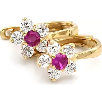 Náušnice Zlaté náušnice kytičky s růžovým kamínkem 2,25g