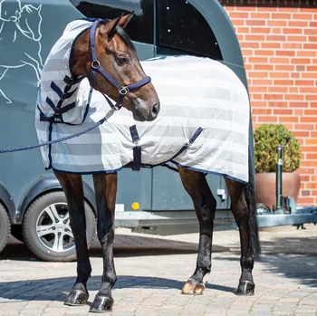 Deka pro koně BUSSE Deka proti hmyzu Stripe Plus BUSSE, s krkem, silver Délka zad: 145 cm