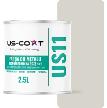 barva na kov Antikorozní akrylová Barva na kov US-Coat 2,5 l BÍLÁ ŠEDÁ RAL9002 polomatná
