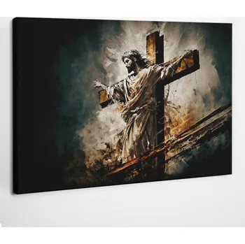 Obraz Obraz na Plátně do Ložnice Fotoobraz Ježíš Kristus na Kříži 60x40 cm