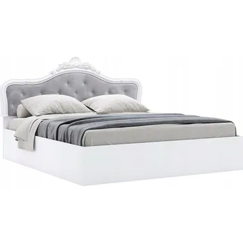 Postel Čalouněná postel Diamante 160x200 bílá glamour s vysokým prošívaným čelem do ložnice