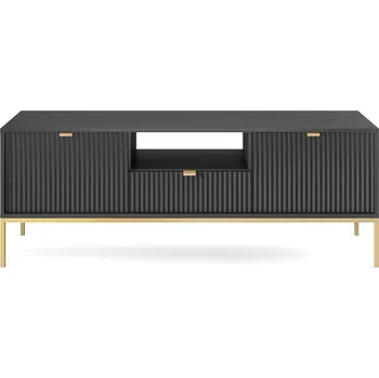 Televizní stolek Intesi TV skříňka Lahodné rýhované černo-zlaté nohy
