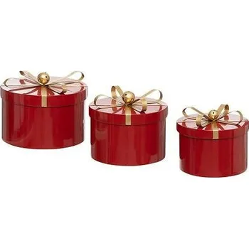 Vánoční dekorace Feeric Christmas Sada 3 kulatých červených krabiček