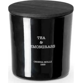 Svíčka Vonná sójová svíčka Cereria Molla Boutique Tea & Lemongrass 600g černá do obývacího pokoje