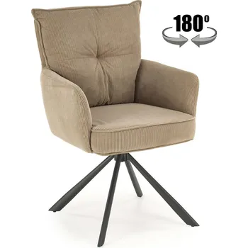 Křeslo Otočná židle Aldora cappuccino z manšestrové látky do kanceláře a obýváku moderní