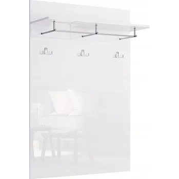 Věšák Nástěnný věšák Bella bílý lesk moderní s policemi do předsíně Intesi