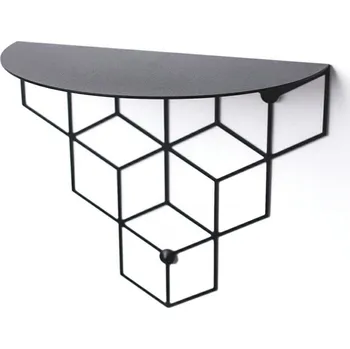 police Stiga moderní černá kovová nástěnná police do obýváku a ložnice POLYHEDRA 28 cm