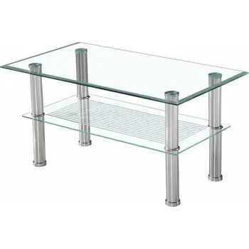 Konferenční stolek Skleněný obdélníkový konferenční stolek s policí Sona moderní 90x50 cm do obýváku Intesi