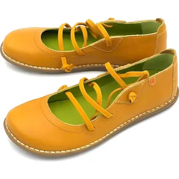 Dámské baleríny Dámské kožené baleríny 5905 Jungla oranžová Barva: hořčice, Velikost: 38