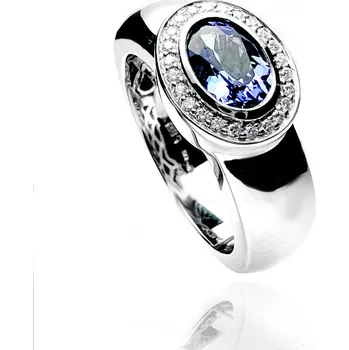 Prsten Zlatý prsten se safírem a diamanty 70193