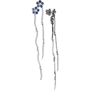 Náušnice Zlaton Náušnice bílé zlato květina se safíry a diamanty 18kt 2.69ct 11.3g 000062710237