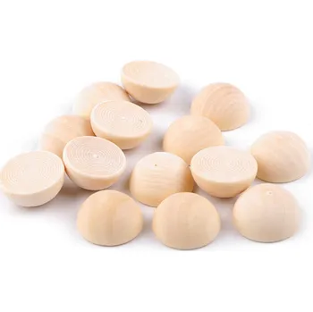 Korálek Dřevěné polokoule bez dírek Ø20 mm, malé, přírodní sv.