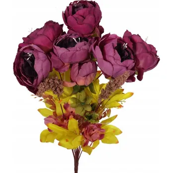 umělá květina Bordó Kytice Umělých Pivoňky KVĚTINY LISTY HOTOVÁ DEKORACE NA STŮL 55cm
