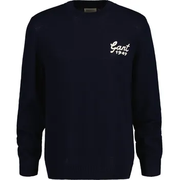 Pánský svetr SVETR GANT RELAXED LETTERMAN C-NECK EVENING BLUE